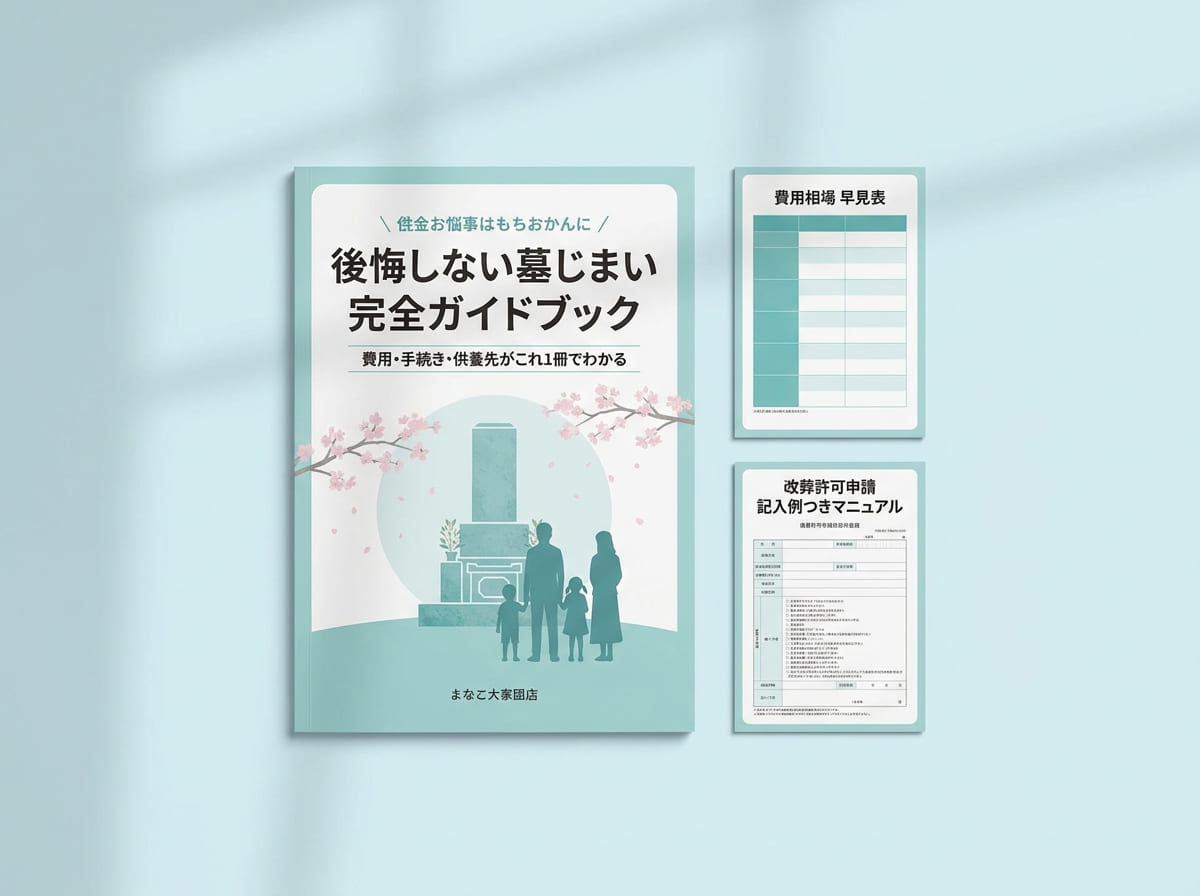 無料進呈する墓じまい完全ガイドブックの資料セット